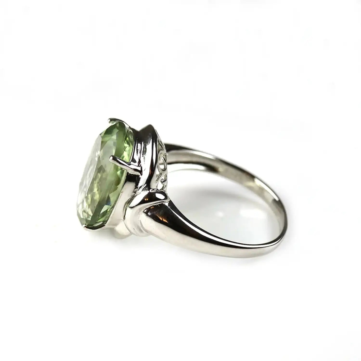 10ct Natural Green Amethyst Sterling Silver Ring